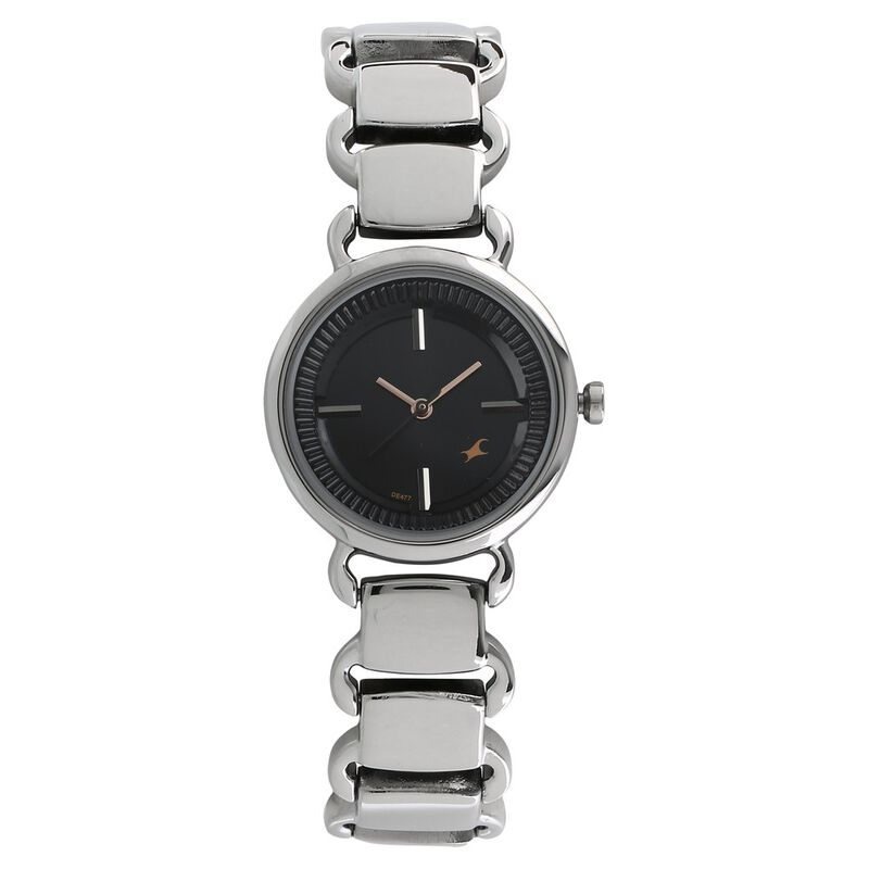 Fastrack Quartz Analog Black Dial Metal Strap Watch for Girls