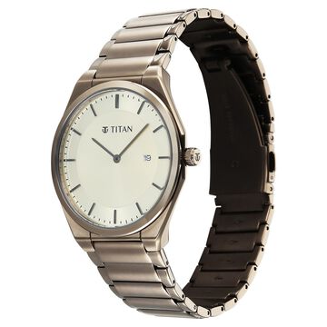 Titan Classique Slim Wear Quartz Analog Champagne Dial Brown Stainless Steel Strap Refined Formal Dress Watch For Men