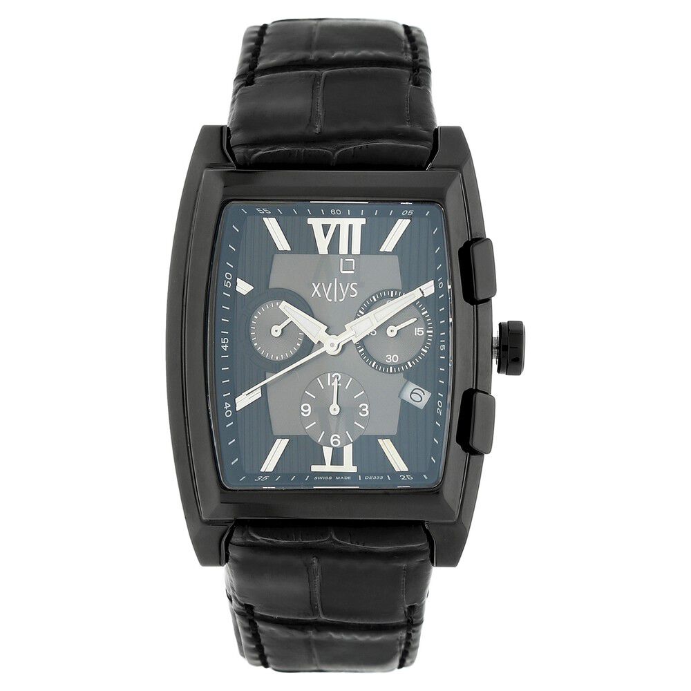Buy Online Xylys Swiss Chronograph Black Leather Strap and Black
