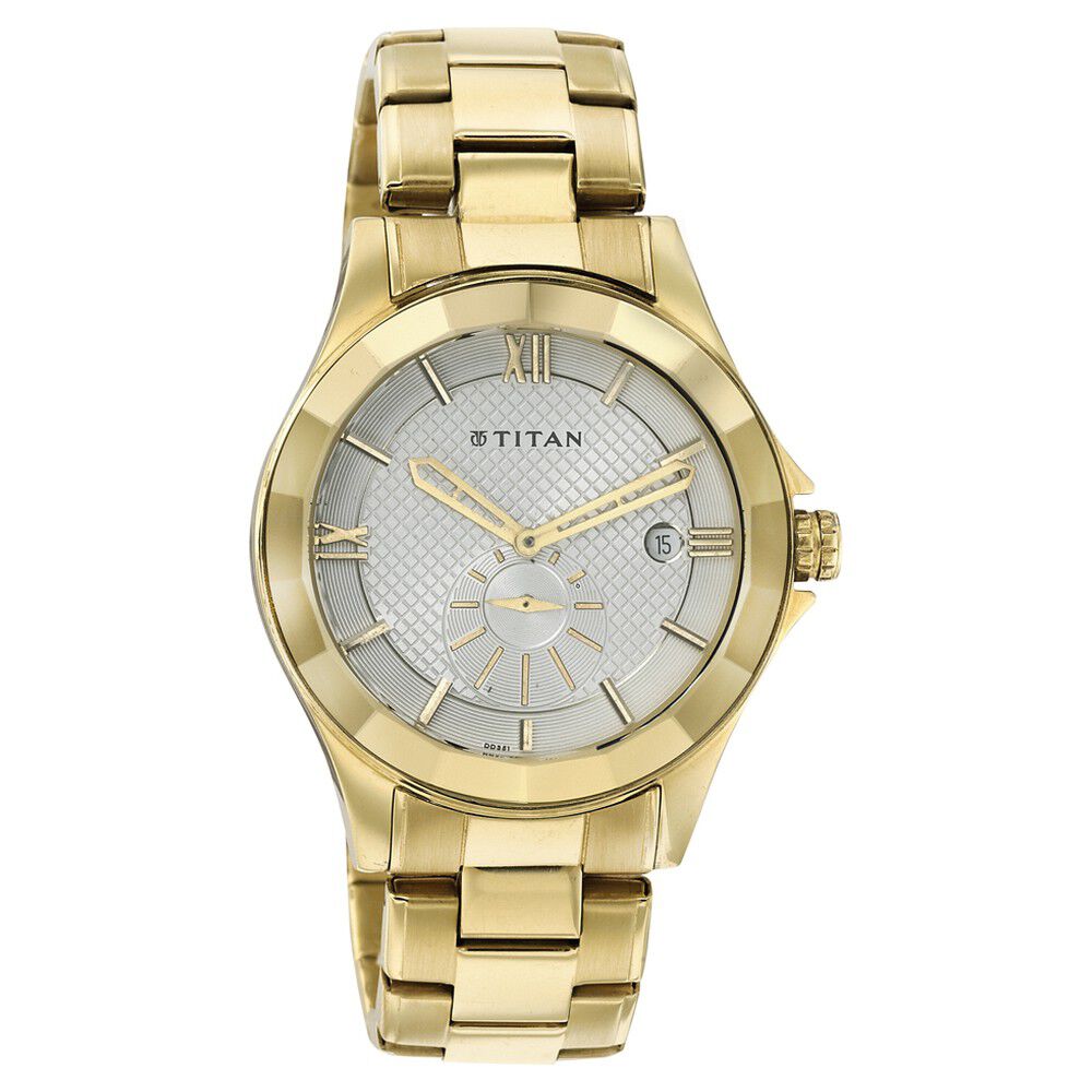 Titan silver top analog watch