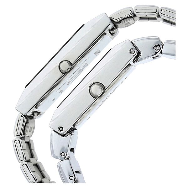 Titan Quartz Analog with Day and Date White Dial Stainless Steel Strap Watch for Couple - image number 2