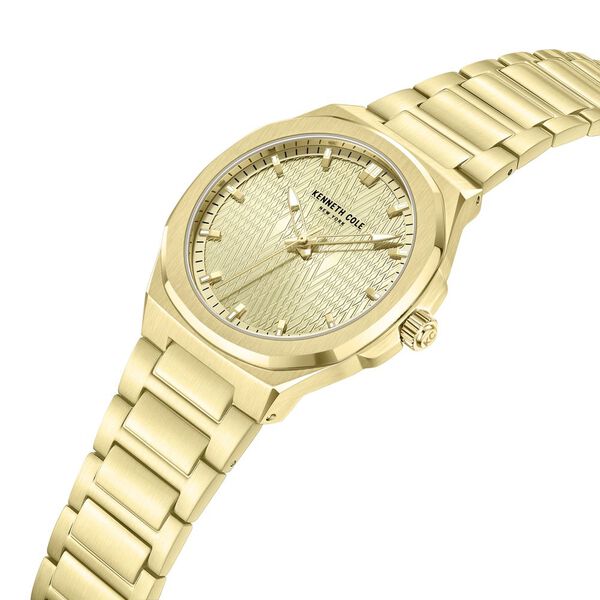 Kenneth Cole Quartz Analog Golden Dial Stainless Steel Strap Watch For Men - image number 3