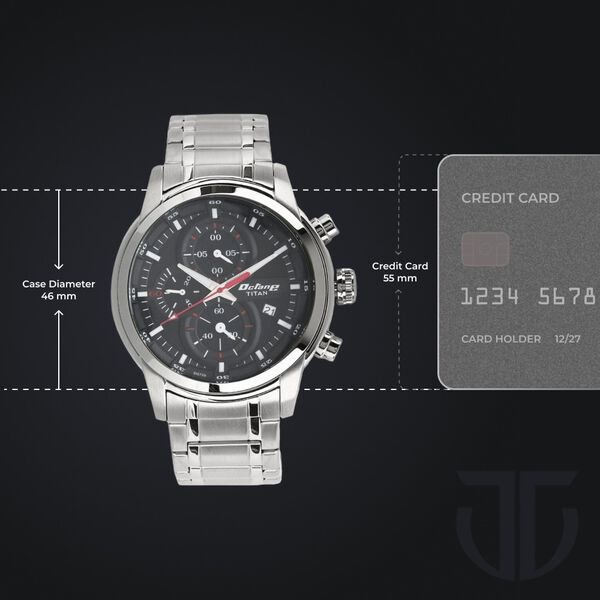 Titan Octane Chrono Black Dial Stainless Steel Strap watch for Men - image number 2