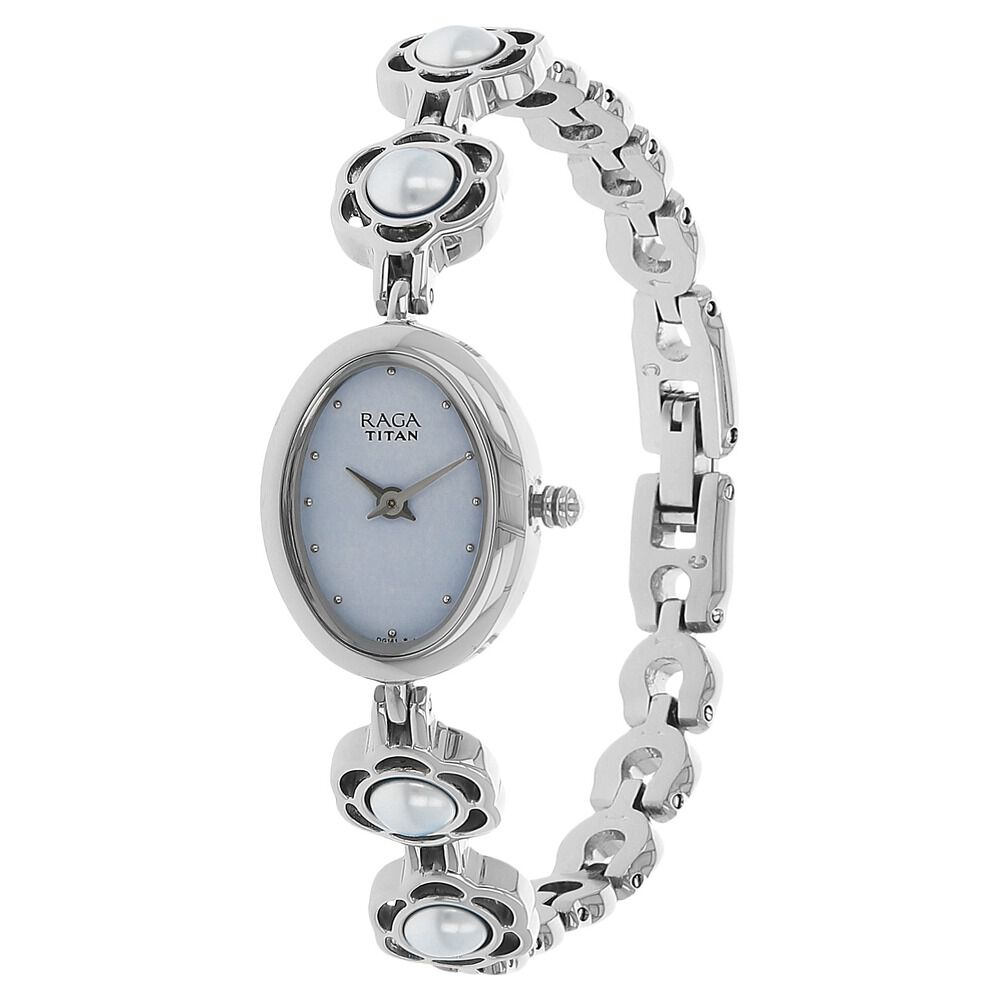 Buy Online Titan Raga Aurora Blue Dial Analog Metal Strap watch for Women 2511sm07 Titan