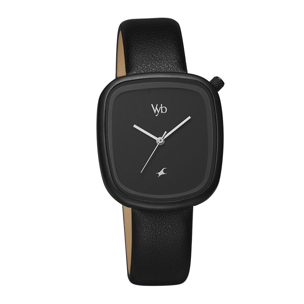 Buy Online Vyb by Fastrack Quartz Analog Black Dial Leather Strap