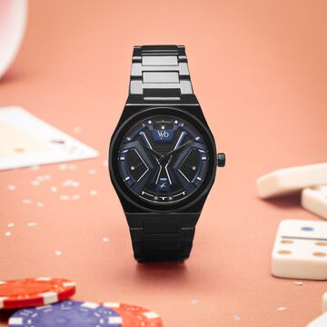 Vyb Limitless By Fastrack Quartz Analog Blue Dial Metal Strap Watch For Guys
