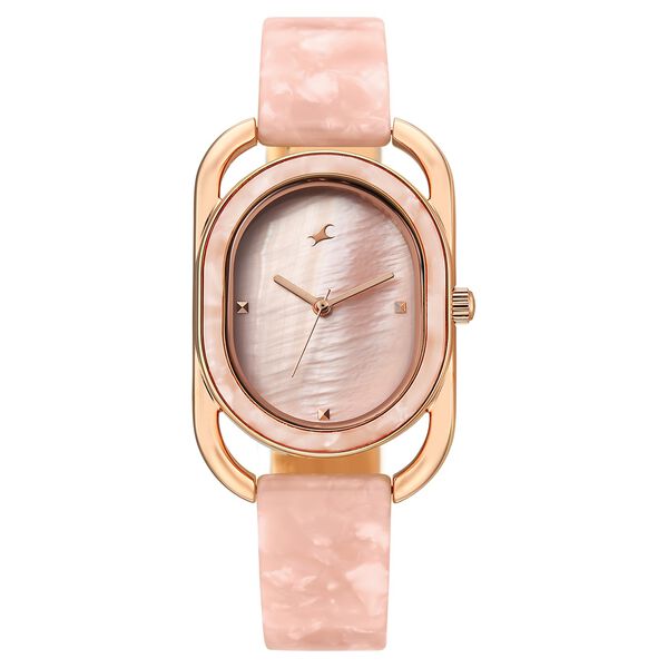 Fastrack Younique Quartz Analog Pink Mother Of Pearl Dial Two Toned Acetate & Metal Strap Watch For Girls - image number 0