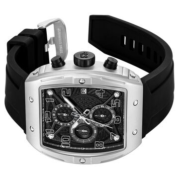Police Chronograph Black Dial Black Color Silicone Strap Watch For Men