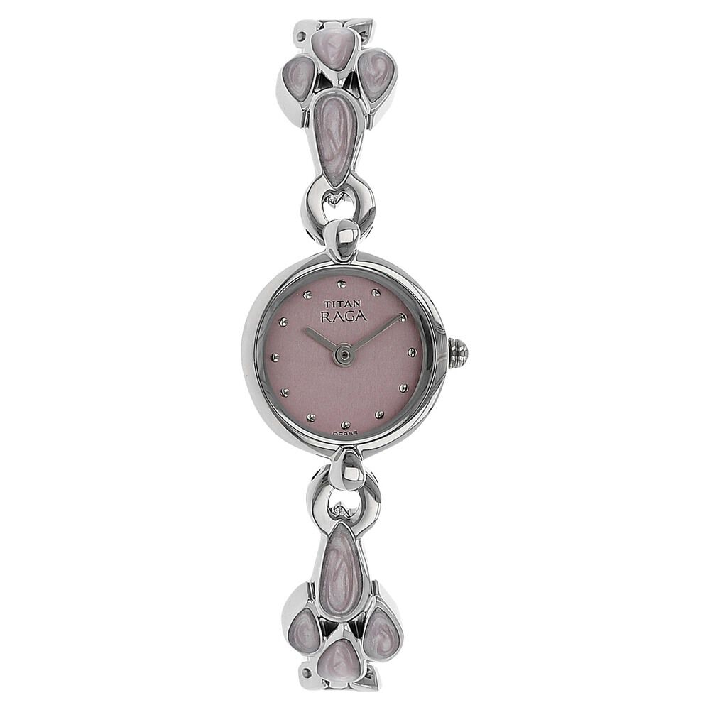 Buy Online Titan Raga Pink Dial Women Watch With Metal Strap nj2444sm06 Titan