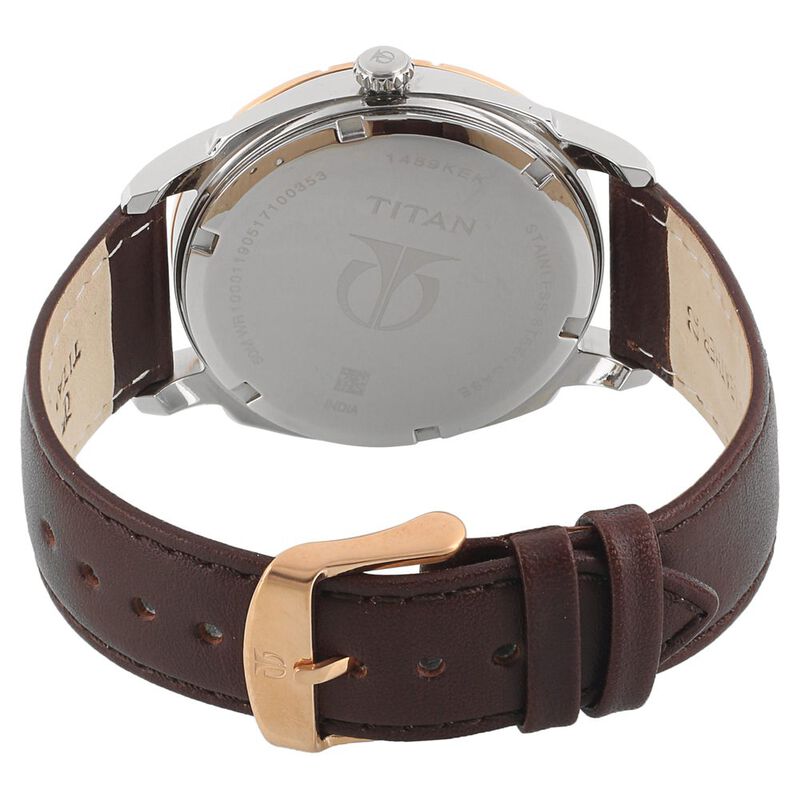 Titan Smartsteel Brown Dial Quartz Multifunction Leather Strap watch for Men - image number 3
