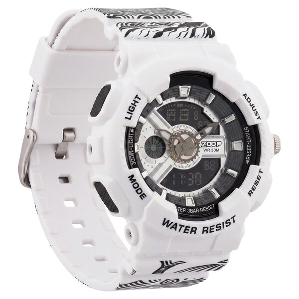 Zoop Samurai Quartz Digital Watch For Boys With Silver Dial White Polyether Strap From House Of Titan - image number 2