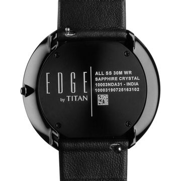 Titan Edge UltraSlim Quartz Analog Black Dial Black Leather Strap Watch For Men