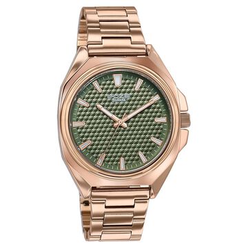Poze By Sonata Quartz Analog Green Dial Rose Gold Metal Strap Watch For Men