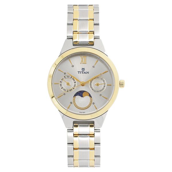Titan Women's Elegance Monophase Two-Tone White Dial Watch - image number 0