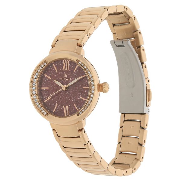 Titan Quartz Analog Red Dial Stainless Steel Strap Watch for Women - image number 1
