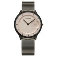 Titan Edge Murals Quartz Analog Pink Dial Black Leather Strap Watch For Men