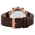 Tommy Hilfiger Multifunction Black Dial Brown Leather Strap Watch For Men - image number 2