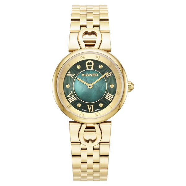 Aigner Quartz Analog Green Dial Golden Stainless Steel Strap Watch For Women - image number 0