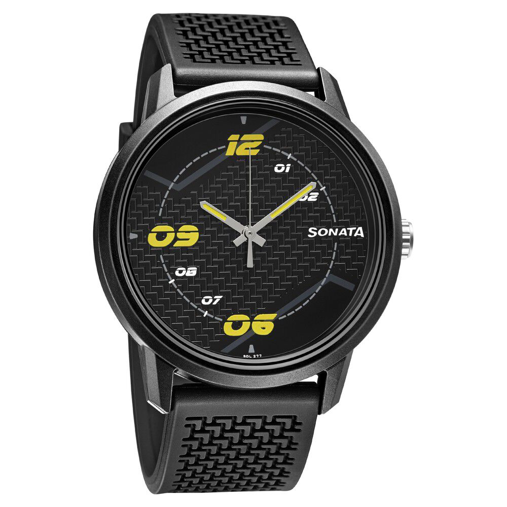 Buy Online Sonata Quartz Analog PU Strap Watch for Men np77085pp13w Titan