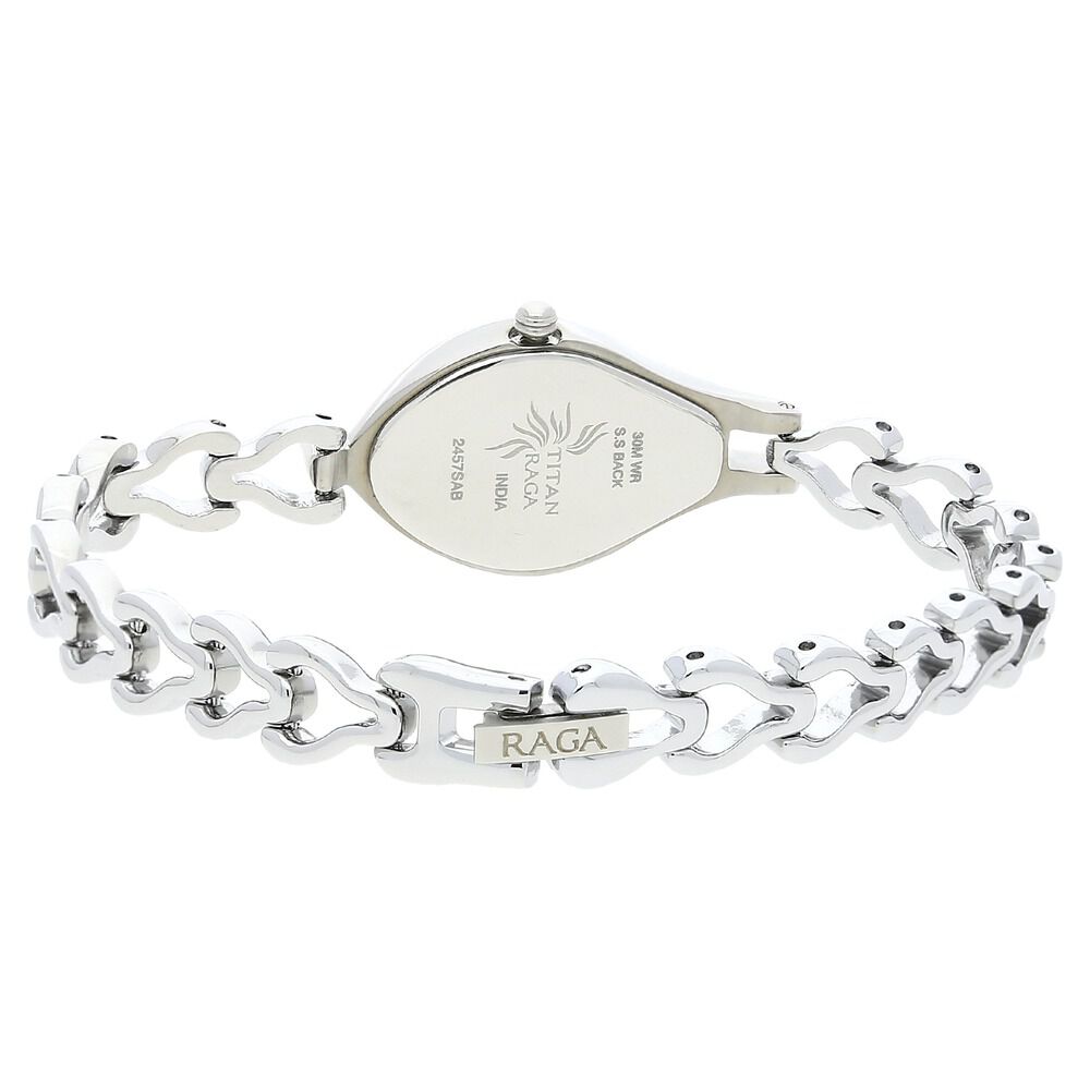 Buy Online Titan Quartz Analog Silver Dial Metal Strap Watch for Women nm2457sm01 Titan