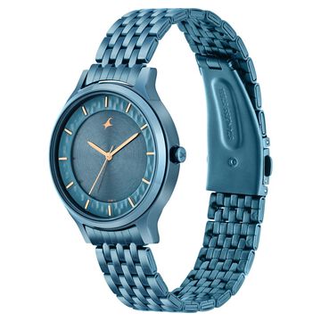 Fastrack Crush Quartz Analog Blue Dial Stainless Steel Strap Watch for Girls
