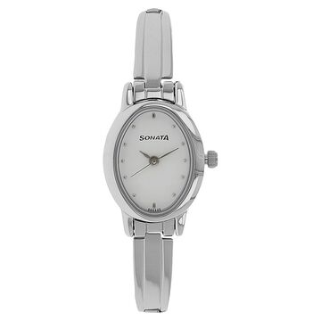 Sonata Quartz Analog White Dial Stainless Steel Strap Watch for Women