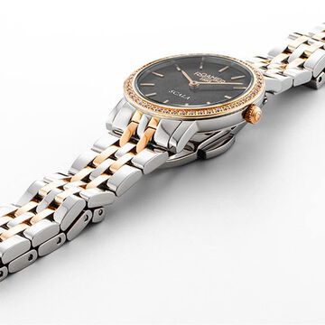Roamer Scala Quartz Analog Black Mother Of Pearl Dial Two Toned Stainless Steel Strap Watch For Women