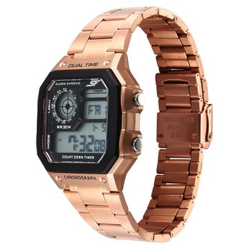 SF Hexa Metal Digital Dial Stainless Steel Strap Watch for Unisex