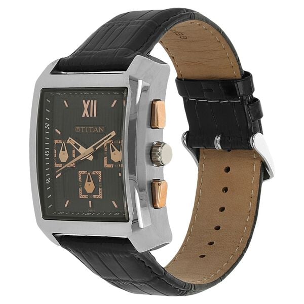 Titan Quartz Multifunction Black Dial Leather Strap Watch for Men - image number 1