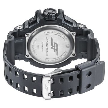 SF Quartz Analog Digital Black Dial PU Strap Watch for Men