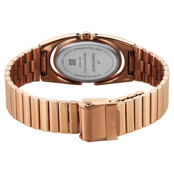Fastrack UFO Quartz Analog Green Mother Of Pearl Dial Rose Gold Colour Stainless Steel Strap Watch For Girls - image number 5