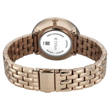 Titan Neo Quartz Analog White Dial Rose Gold Metal Strap Watch For Women