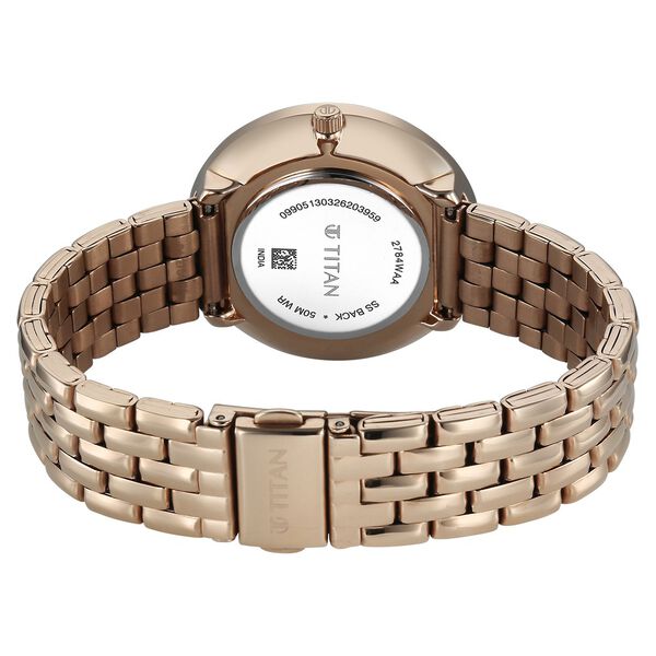 Titan Neo Quartz Analog White Dial Rose Gold Metal Strap Watch For Women - image number 4