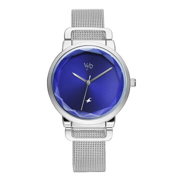 Fastrack Vyb Classique Quartz Analog Blue Dial Stainless Steel Strap Watch for Girls