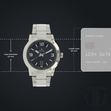 Titan Men's Urban Refinement: Sleek Blue Dial with Silver Stainless Steel Strap Watch