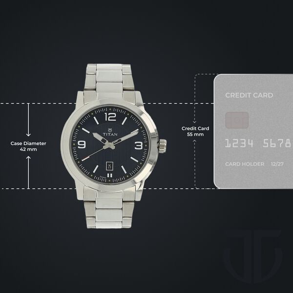 Titan Men's Urban Refinement: Sleek Blue Dial with Silver Stainless Steel Strap Watch - image number 2