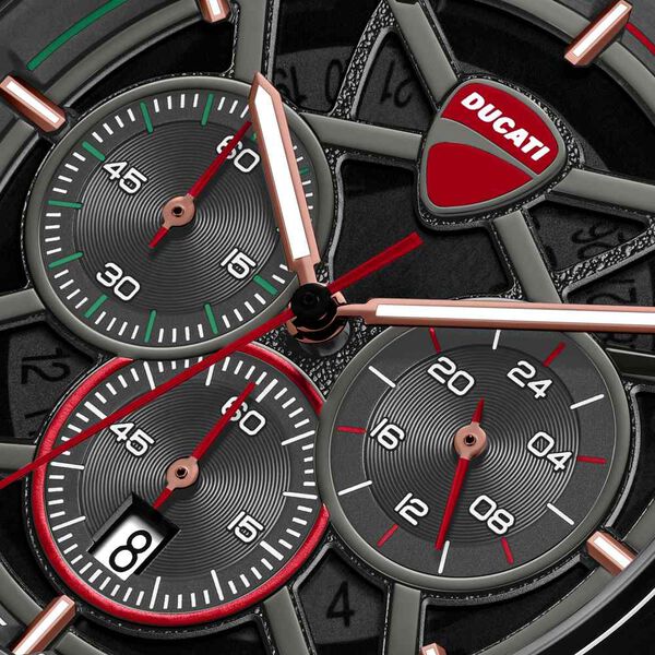 Ducati Quartz Chronograph Grey Dial Black Silicone Strap Watch For Men - image number 3