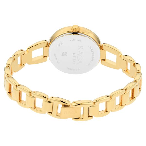 Titan Raga Viva Golden Dial Analog with Date Metal Strap Watch for Women - image number 5
