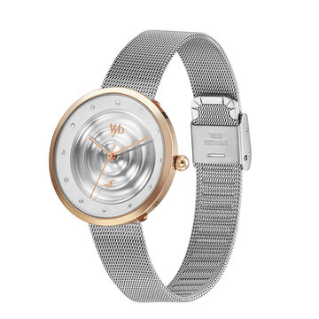 Fastrack Vyb Manifester Quartz Analog Silver Dial Stainless Steel Strap Watch for Girls