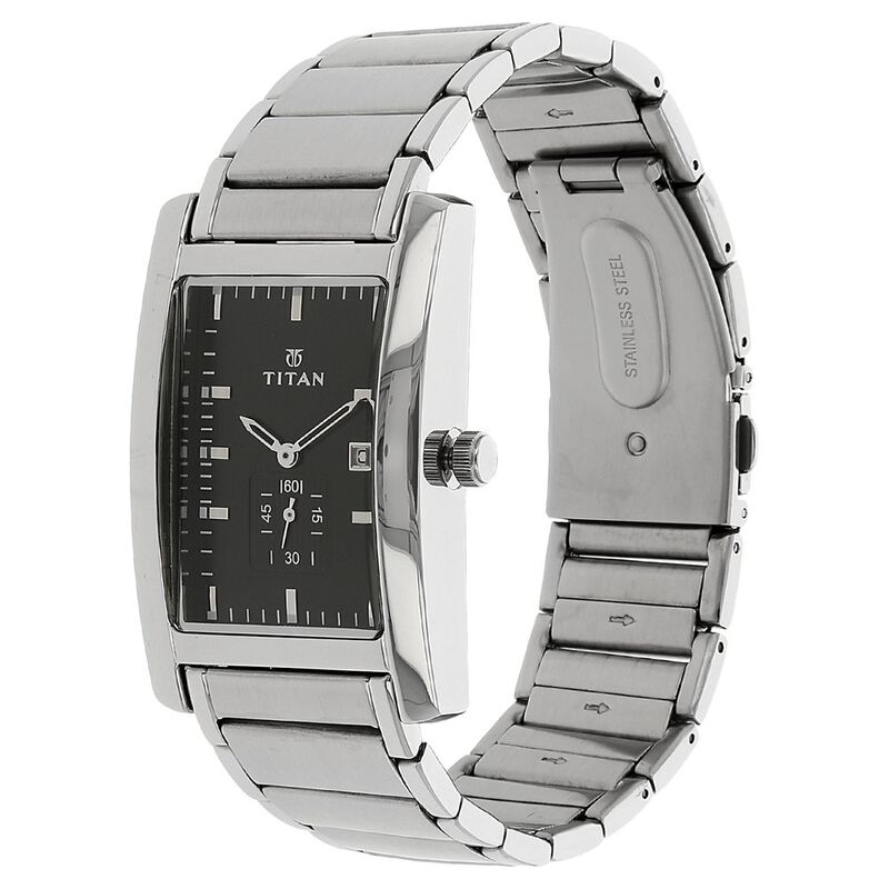 Titan Quartz Analog with Date Black Dial Stainless Steel Strap Watch for Men - image number 1
