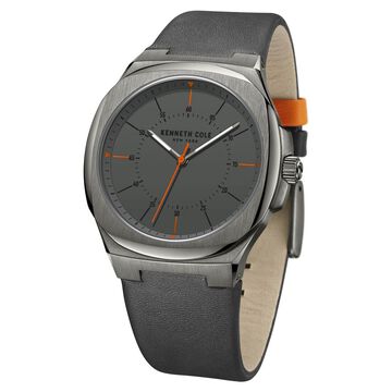 Kenneth Cole Quartz Analog Grey Dial Leather Strap Watch for Men