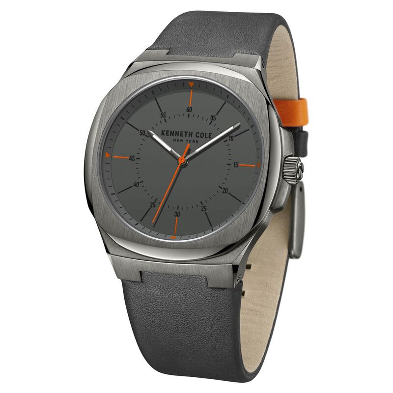 Kenneth Cole Quartz Analog Grey Dial Leather Strap Watch for Men - image number 1