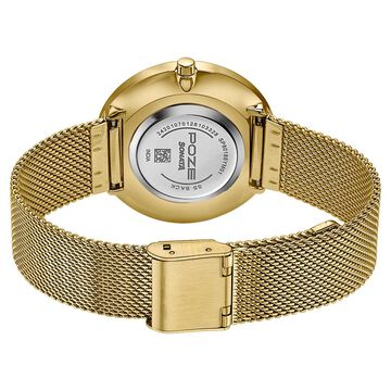 Poze By Sonata Quartz Analog Golden Dial Golden Metal Strap Watch For Women