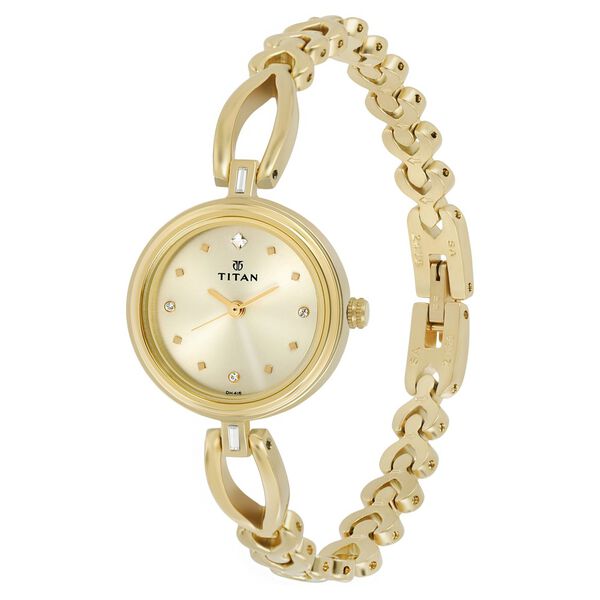 Titan Quartz Analog Champagne Dial Metal Strap Watch for Women - image number 2