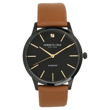 Kenneth Cole Quartz Analog Black Dial Leather Strap Watch for Men