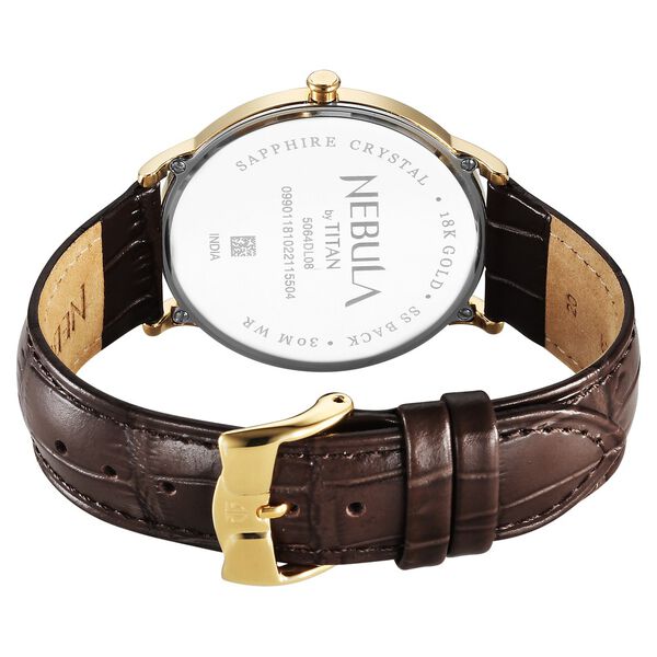 Titan Nebula Lustre 18k Gold Analog Leather Strap Watch for Men - image number 4