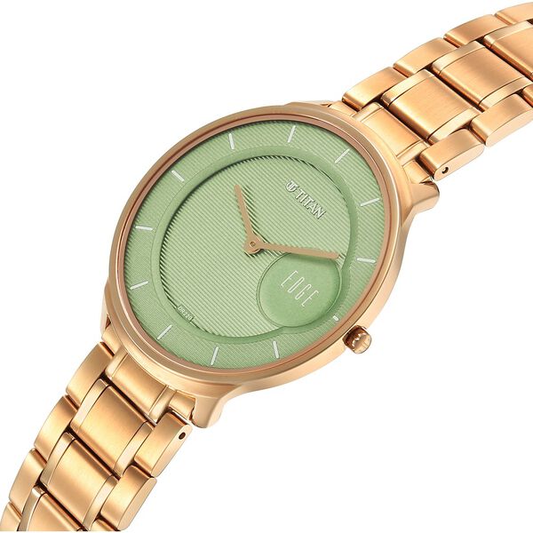 Titan Edge Murals Quartz Analog Green Dial Stainless Steel Strap Watch For Men - image number 2