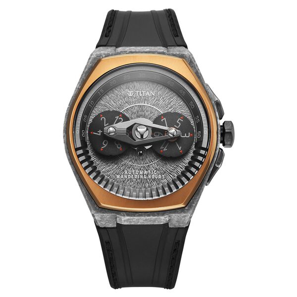 Titan Stellar Wandering Hour Automatic Analog with Crystallized Titanium Case and Gray Dial FKM Strap Watch for Men - image number 1