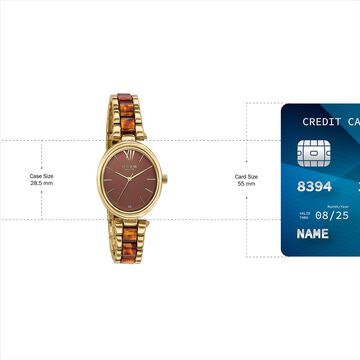 Sonata Poze Quartz Analog Brown Dial Bimetal Strap Watch For Women