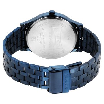 Sonata Blues Quartz Analog Blue Dial Metal Strap Watch for Men